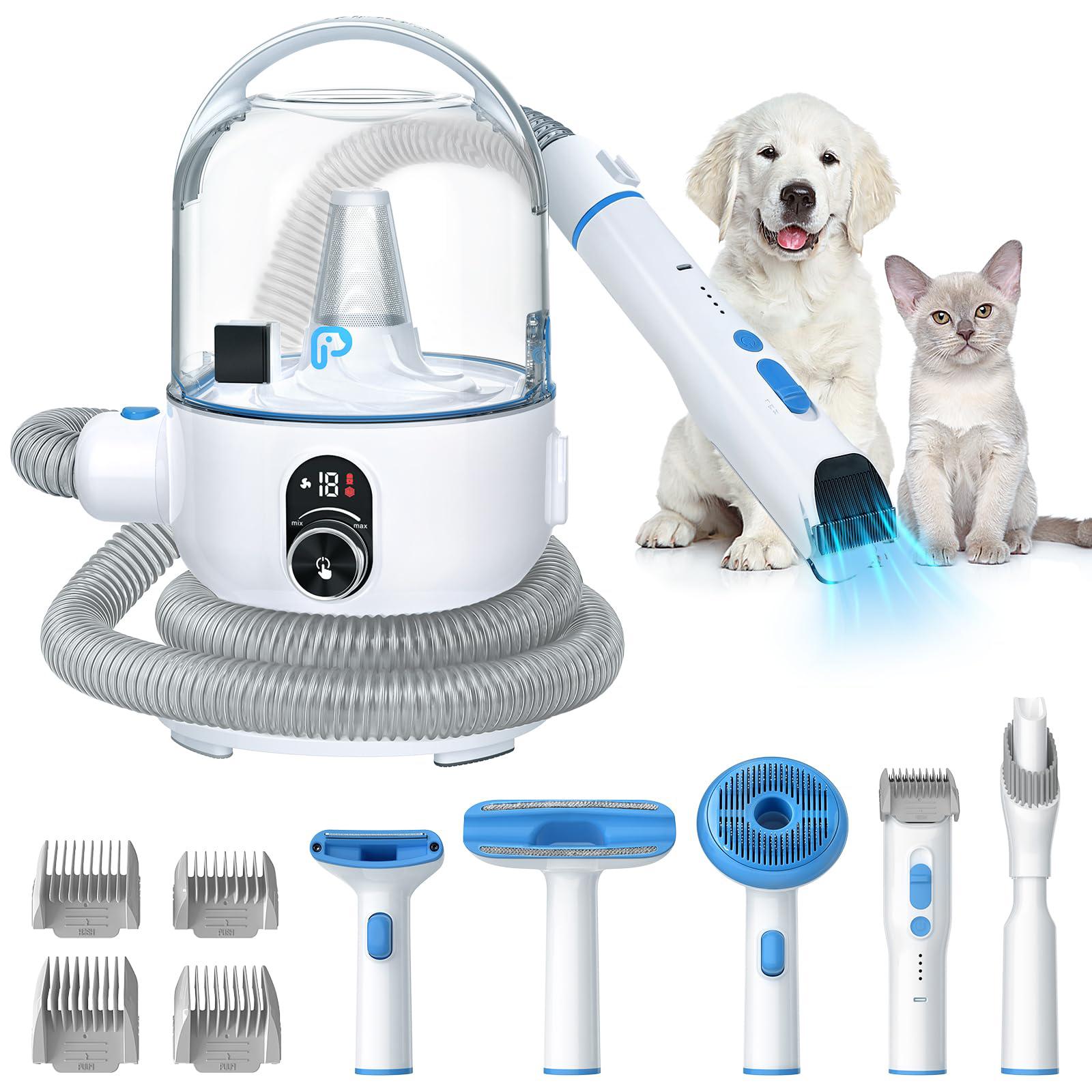 euker dog grooming kit - low noise vacuum suction, 99.99% hair removal, and 5 professional grooming tools, 16-level variable 
