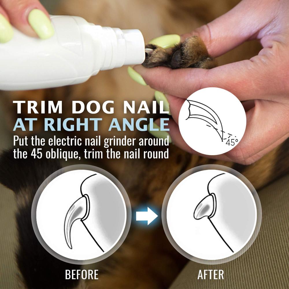 rexipets cat and dog nail grinder - rechargeable electric pet nail clipper & trimmer- painless paws grooming - quiet 2-speed 
