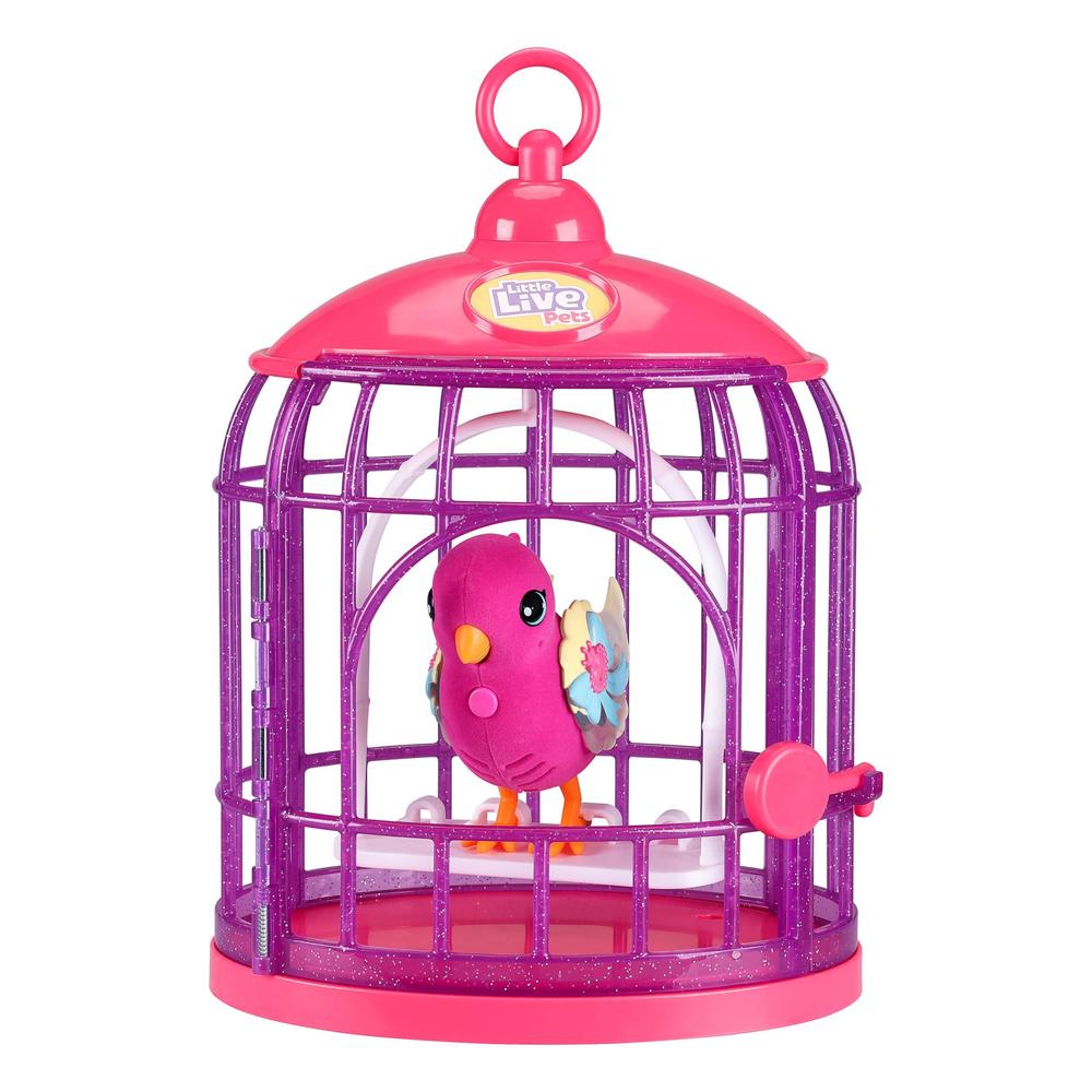 little live pets - lil' bird & bird cage, new light up wings with 20 + sounds, and reacts to touch