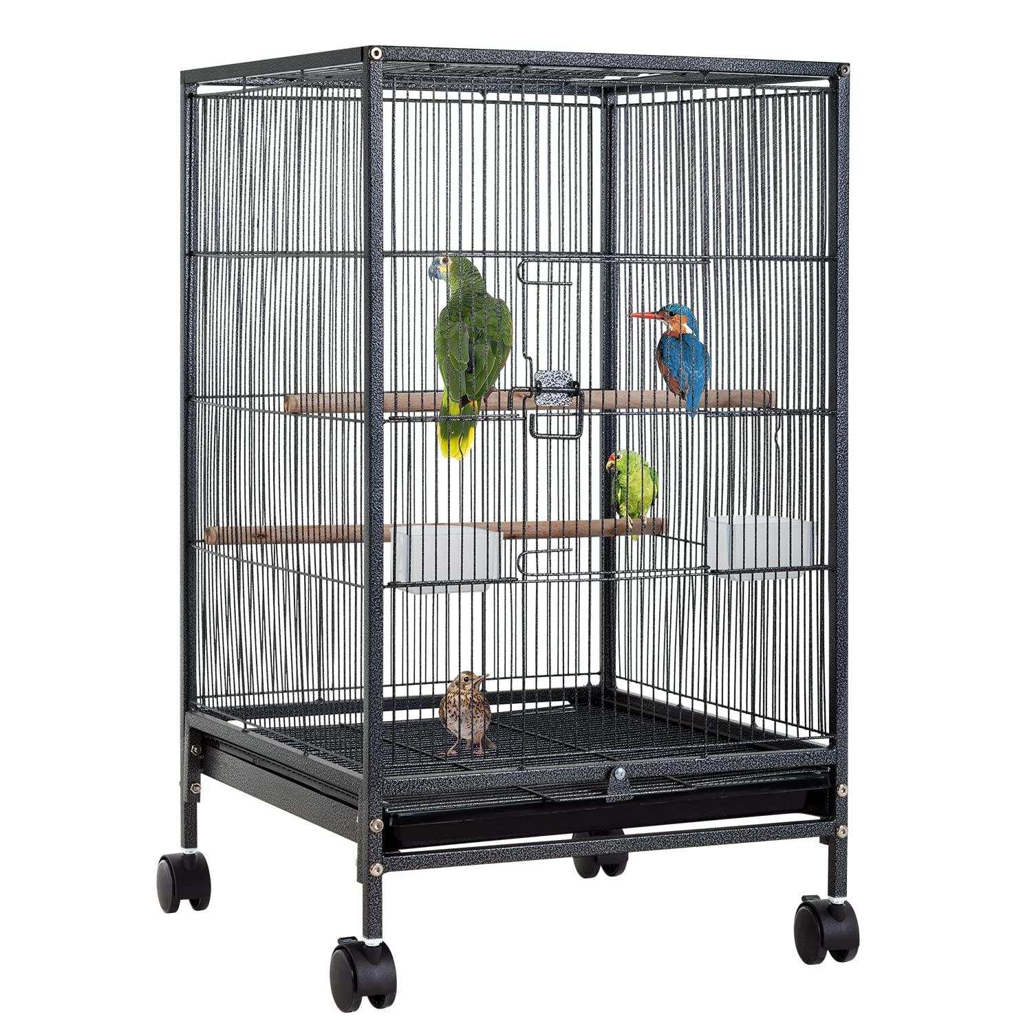bestpet 35 inch 53 inch wrought iron bird cage with play open top and rolling stand,large parrot cage bird cages for parakeet