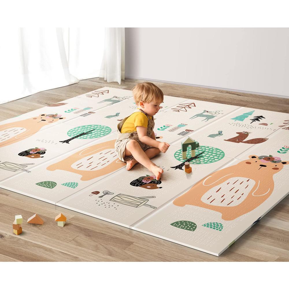 uanlauo foldable baby play mat, extra large waterproof activity playmats for babies,toddlers, infants, play & tummy time, foa