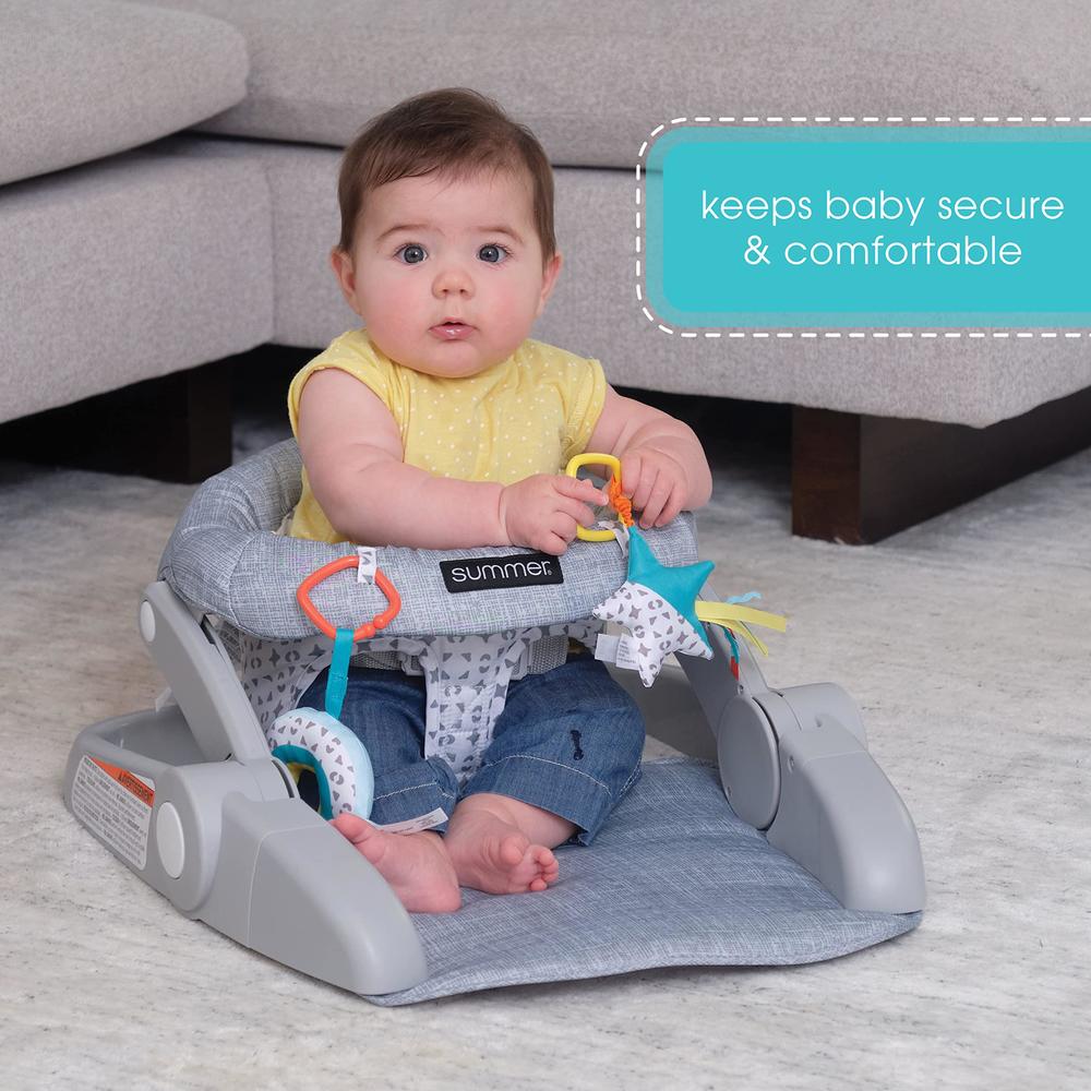 Summer Infant summer learn-to-sit 2-position floor seat (heather gray) - sit baby up in this adjustable baby activity seat appropriate for 