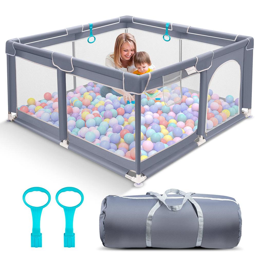 suposeu baby playpen for toddler, 5050 large baby playard, indoor & outdoor kids activity center, sturdy safety play yard wit