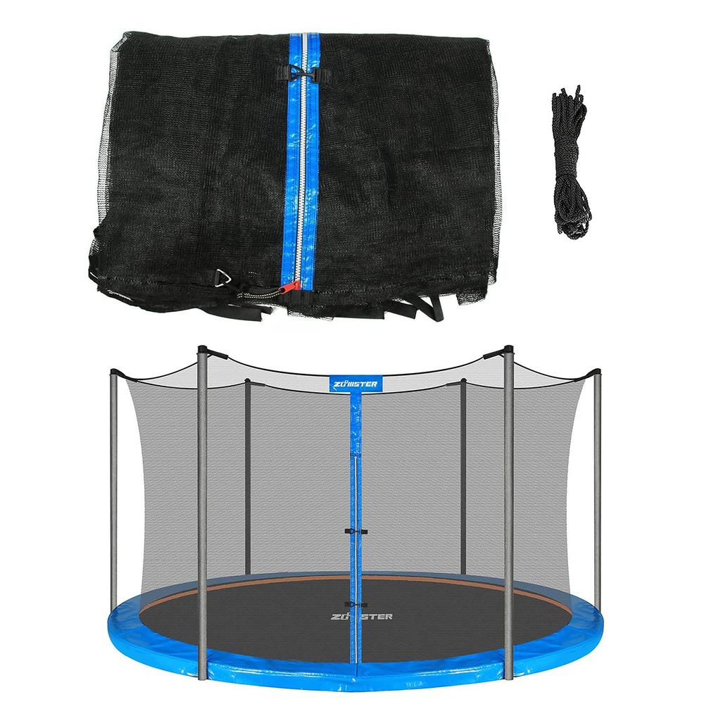 Zoomster 14ft trampoline replacement safety enclosure net for 6 straight poles round frame trampolines, breathable and weather-resista