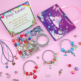 Klmars klmars charm bracelet making kit,jewelry making supplies  beads,unicorn/mermaid crafts gifts set for girls teens age 5-12