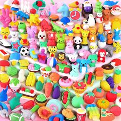 Moosia 120 Pack Animal Pencil Erasers for Kids Bulk Desk Pet Toy 3D Mini Puzzle Erasers Take Apart Erasers Treasure Box Toys Gam