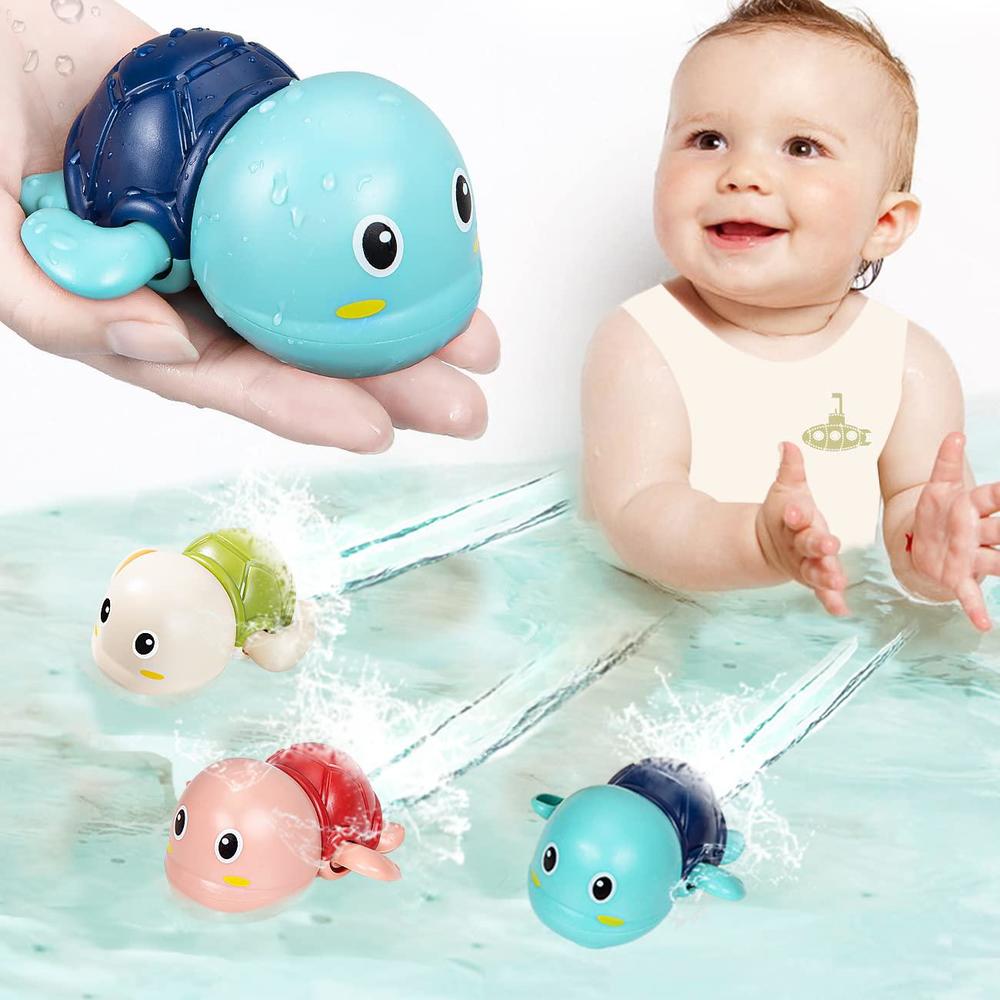 sephix bath toys for toddlers 1-3, cute swimming turtle bath toys for 1 2 year old boy girl gifts, water pool toys for baby t