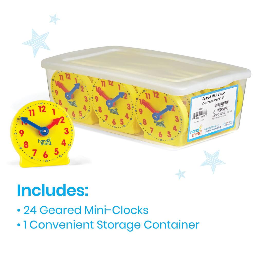 hand2mind mini geared clock, telling time teaching clock, learn to tell ...