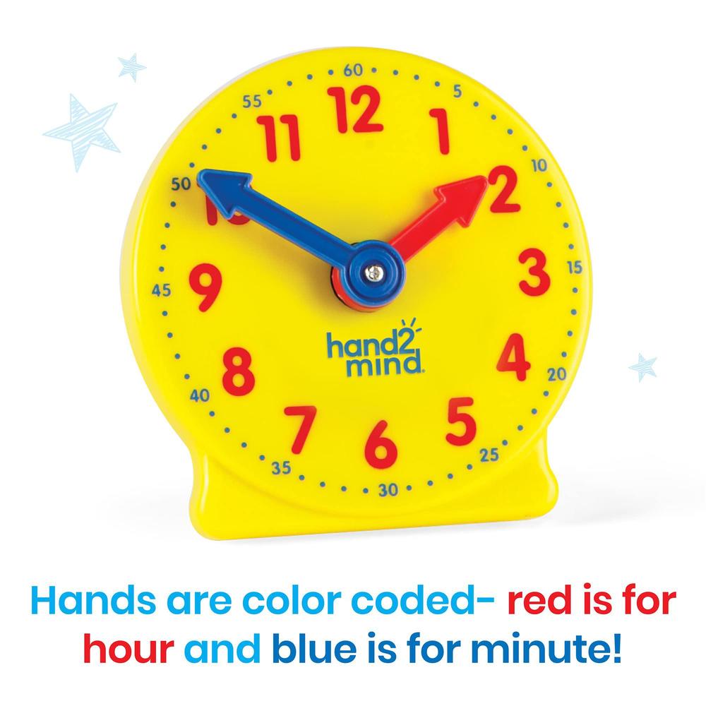 hand2mind mini geared clock, telling time teaching clock, learn to tell ...