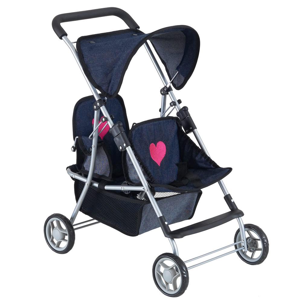 The New York Doll Collection double baby doll stroller for twin dolls | toy doll stroller for toddlers, 4 year old, 5 year old girls, 8 year old | 25 tand