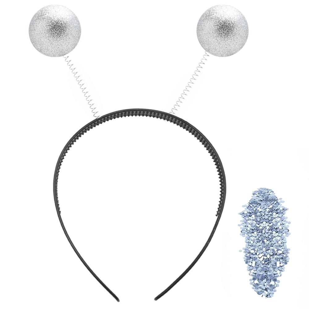 joyin silver martian antenna headband, alien headband glitter balls ...