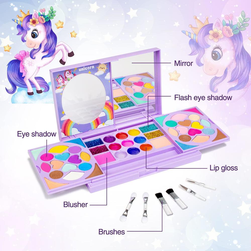 tomons kids makeup kit for girl princess real washable cosmetic toy beauty set with mirror - non toxic, birthday toys gift fo