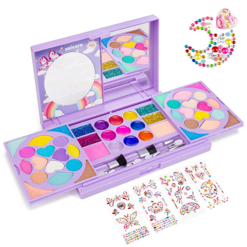 tomons kids makeup kit for girl princess real washable cosmetic toy beauty set with mirror - non toxic, birthday toys gift fo