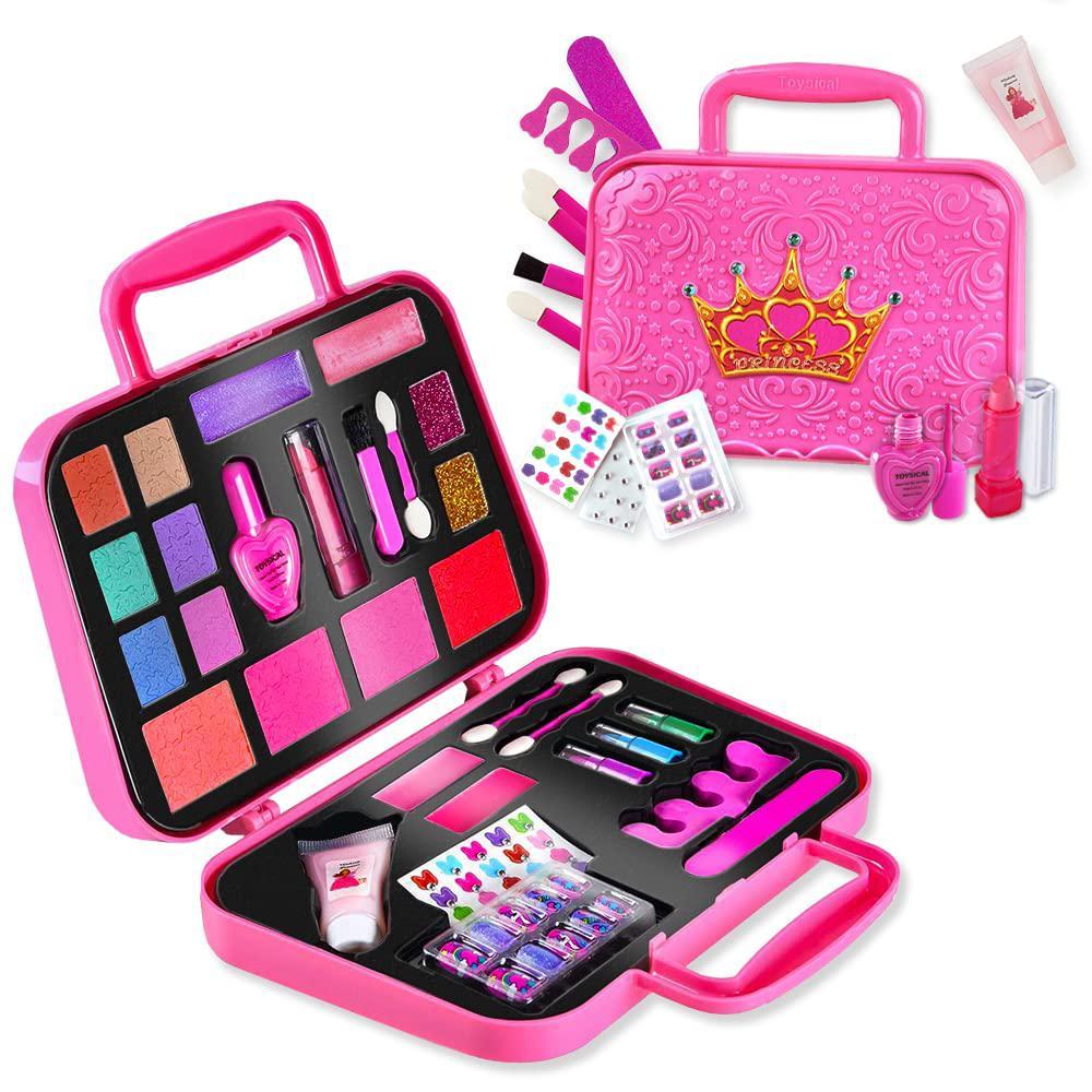 toysical kids makeup kit for girl, kids makeup with remover, washable, non toxic pretend makeup for little girl, princess gir