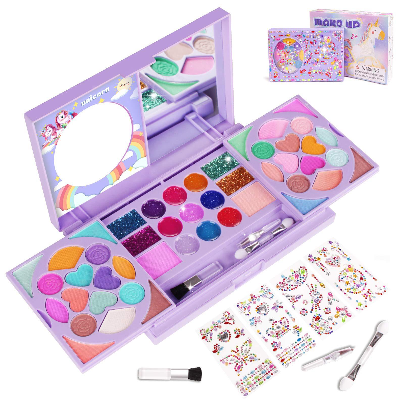 kidcheer kids makeup kit for girls princess real washable cosmetic 3+ year old girl birthday gifts pretend play toys for girl