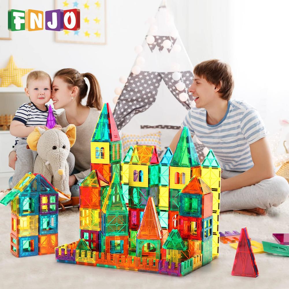 fnjo magnetic tiles, 110pcs magnet building set, magnetic building blocks,construction stem toys for kids, gift for boys girl
