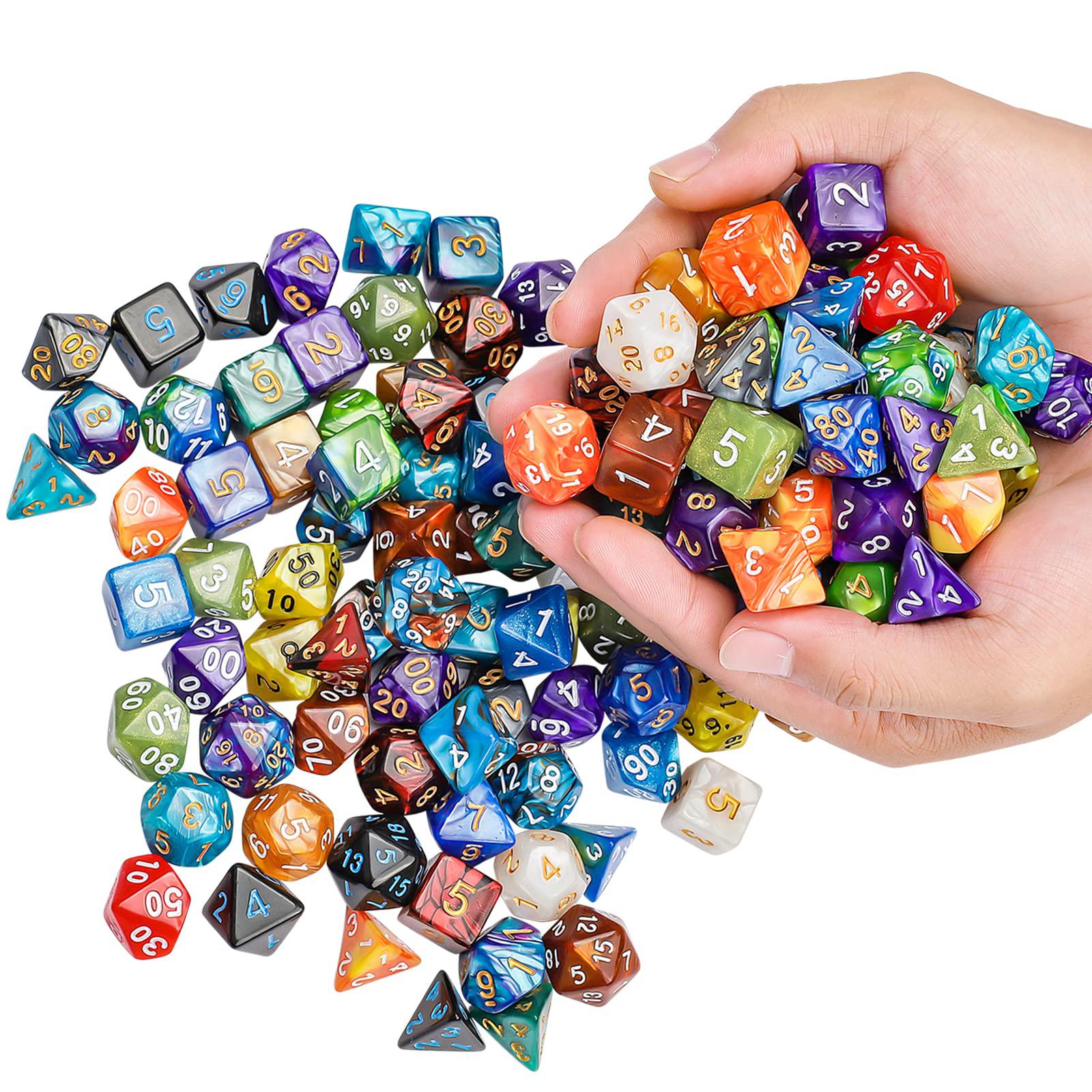qmay dnd dice set - 20x7 (140 pieces) polyhedral dice, 20 colors d&d dice for dungeons and dragons tabletop role-playing game