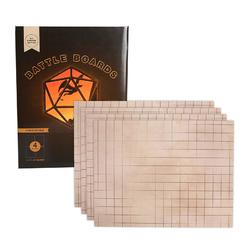 gsm brands battle mat with grid for dungeons role playing tabletop dragons game - 4 pack dry erase battle boards, non-skid ba
