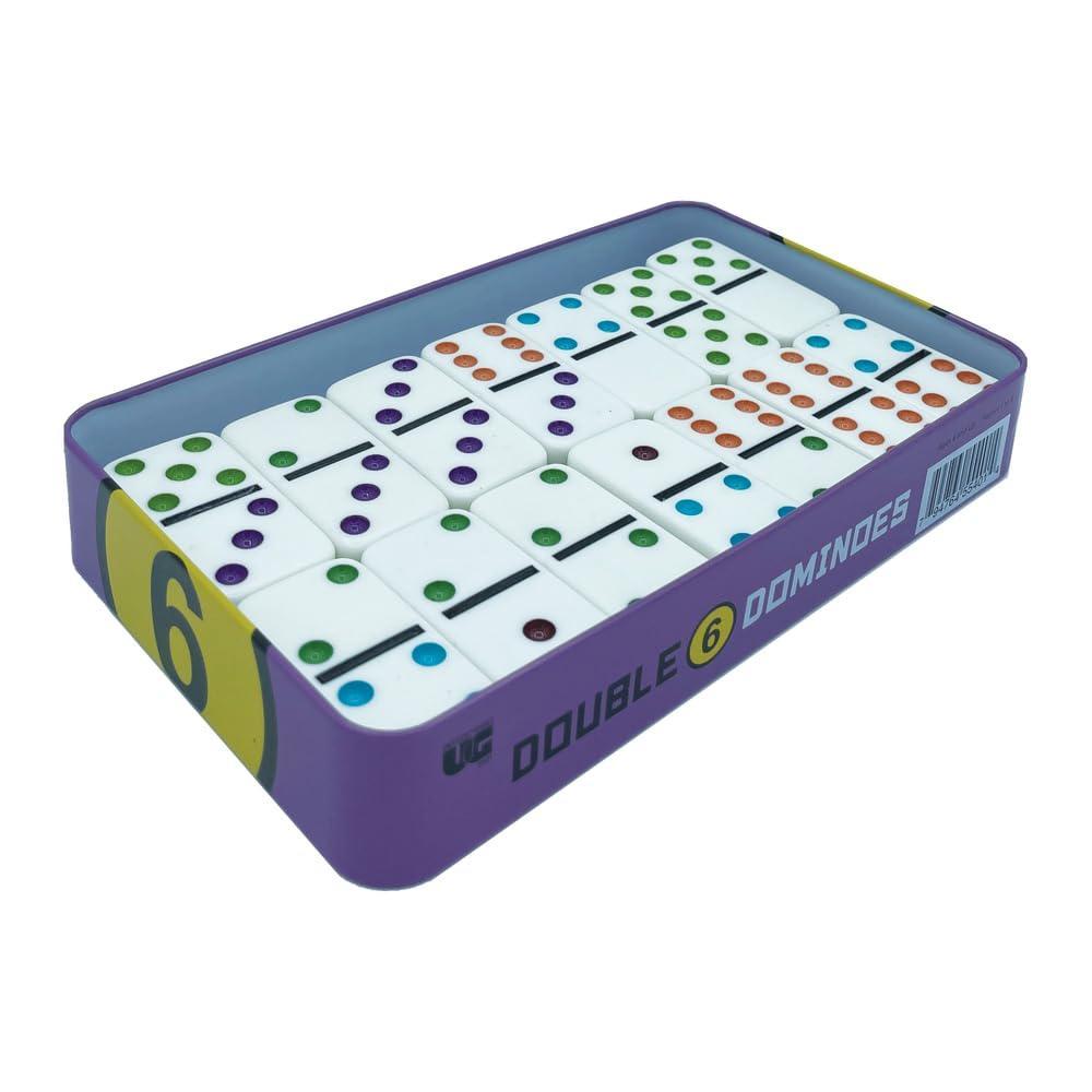 front porch classics | double 6 travel tin domino set from, for 2 to 4 players ages 8 to 99
