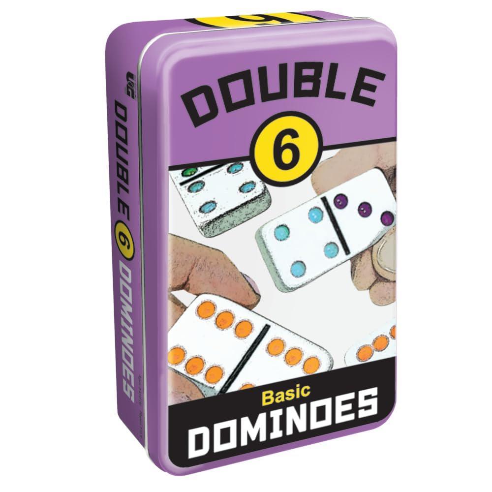 front porch classics | double 6 travel tin domino set from, for 2 to 4 players ages 8 to 99