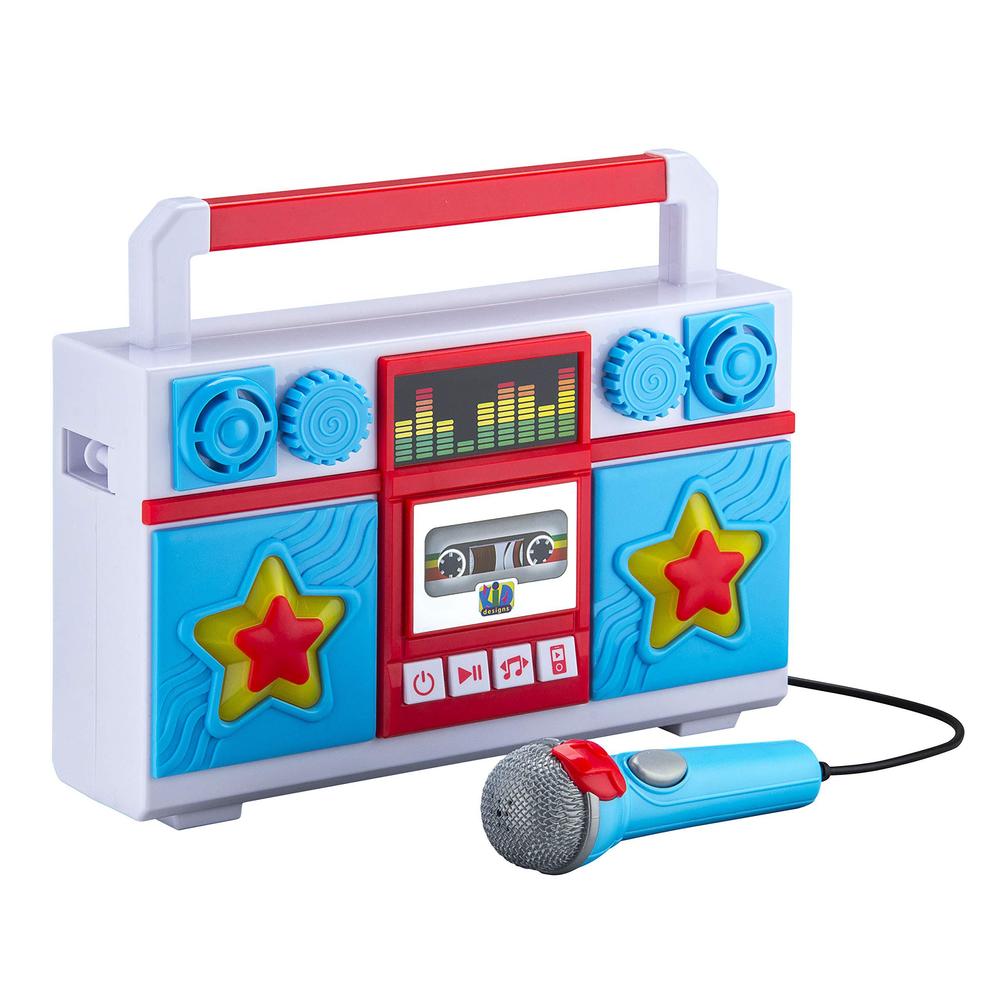 eKids mother goose club sing along boombox with microphone, built in music, flashing lights, real working mic for kids karaoke mach