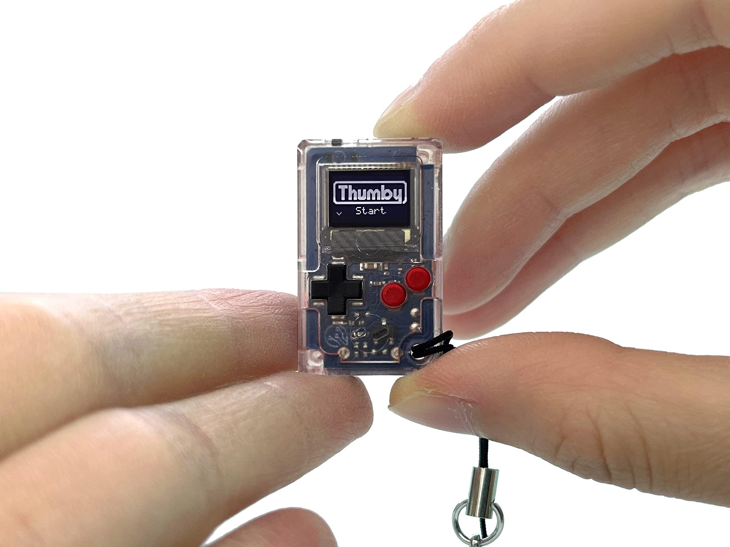 tinycircuits thumby (clear), tiny game console, playable programmable keychain: electronic miniature, stem learning tool