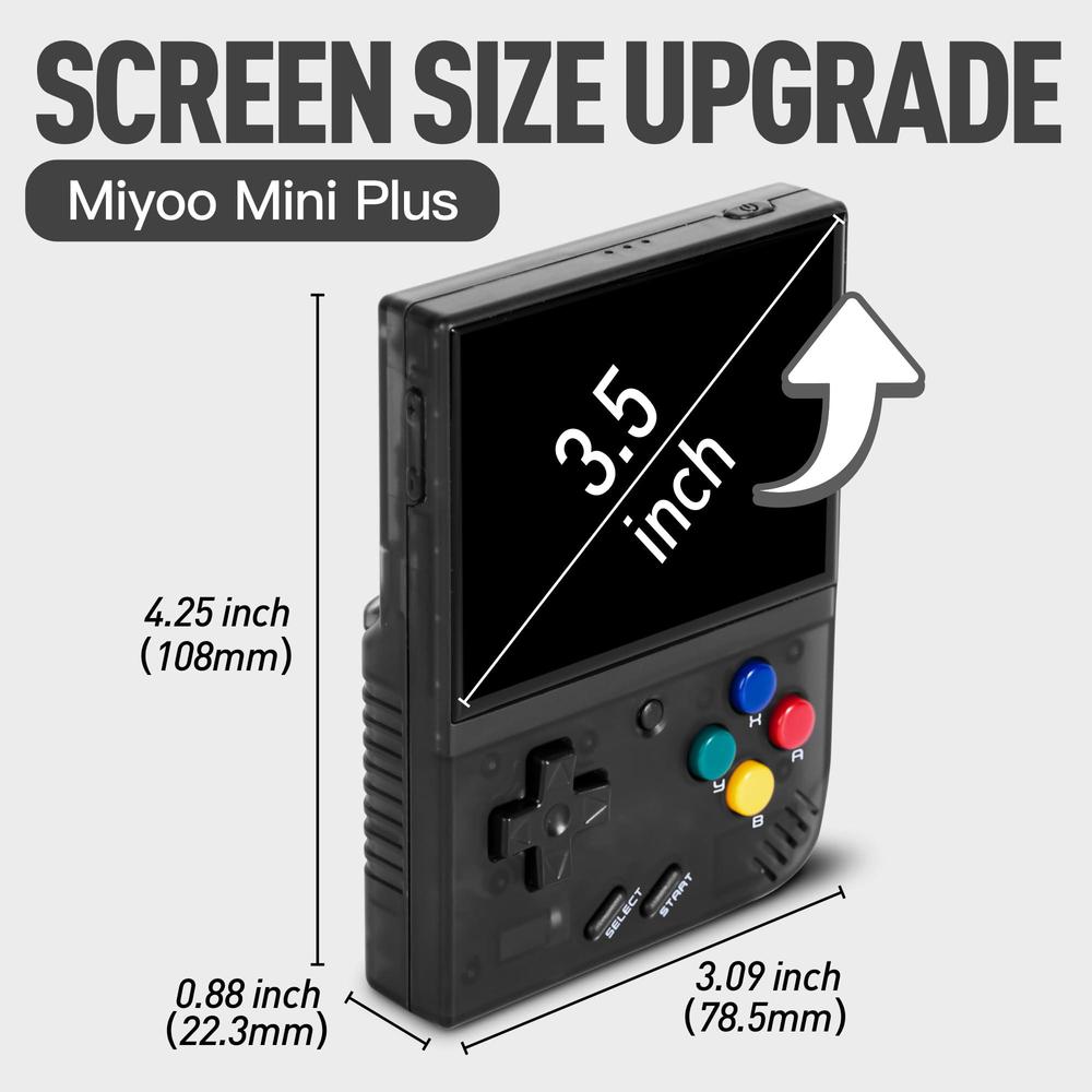 migofee miyoo mini plus handheld game console, with dedicated storage case, 3.5 inch ips 640x480 screen, 64g tf card with 10,000+ gam