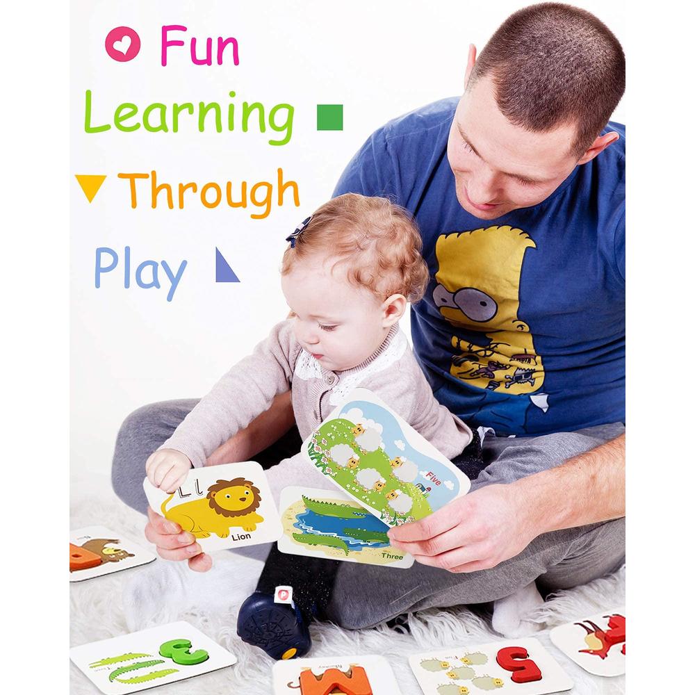 gojmzo number and alphabet flash cards for toddlers 3-5 years, abc montessori educational toys gifts for 3 4 5 year old presc