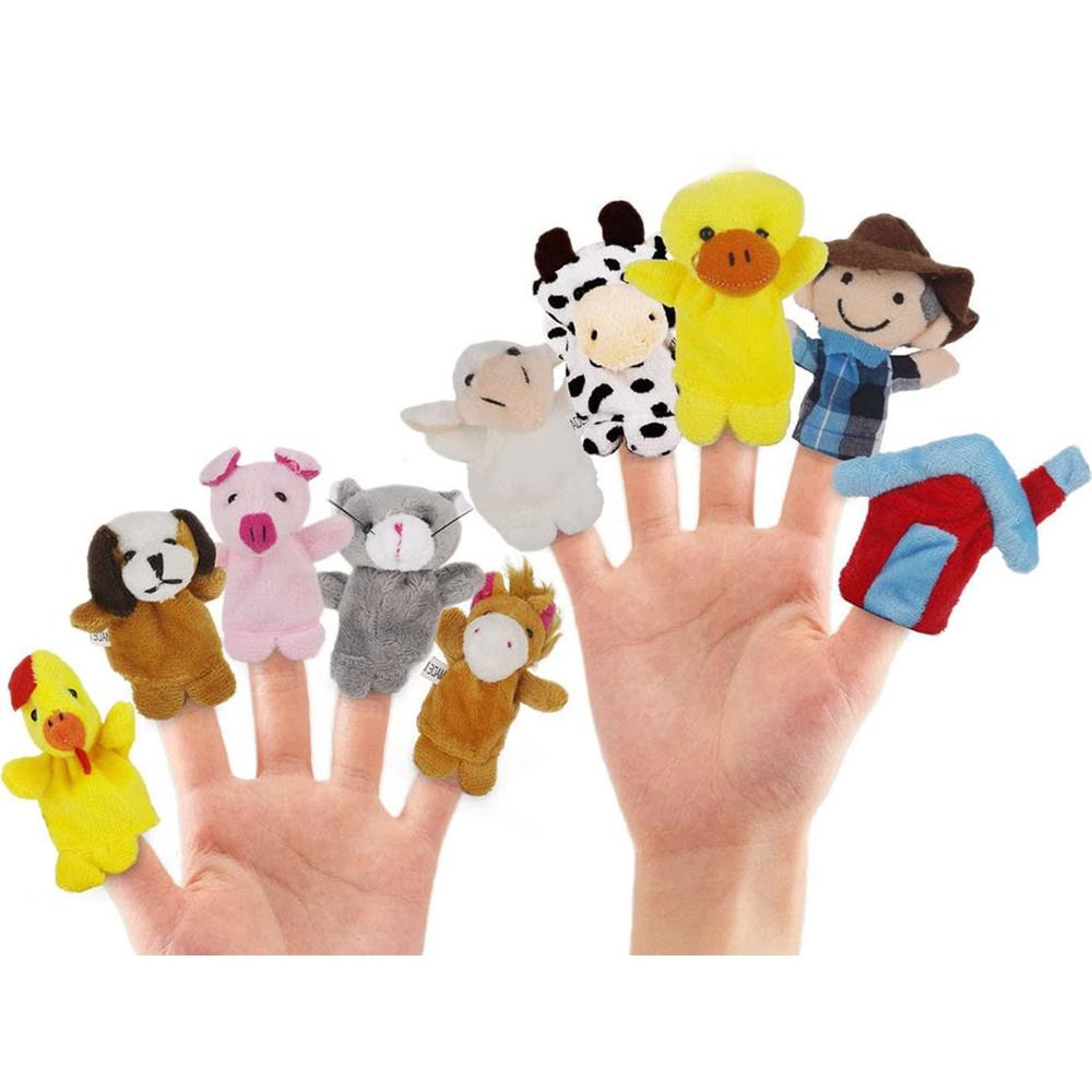 riy 10pcs story time finger puppets - old macdonald had a farm educational puppets easter basket stuffers