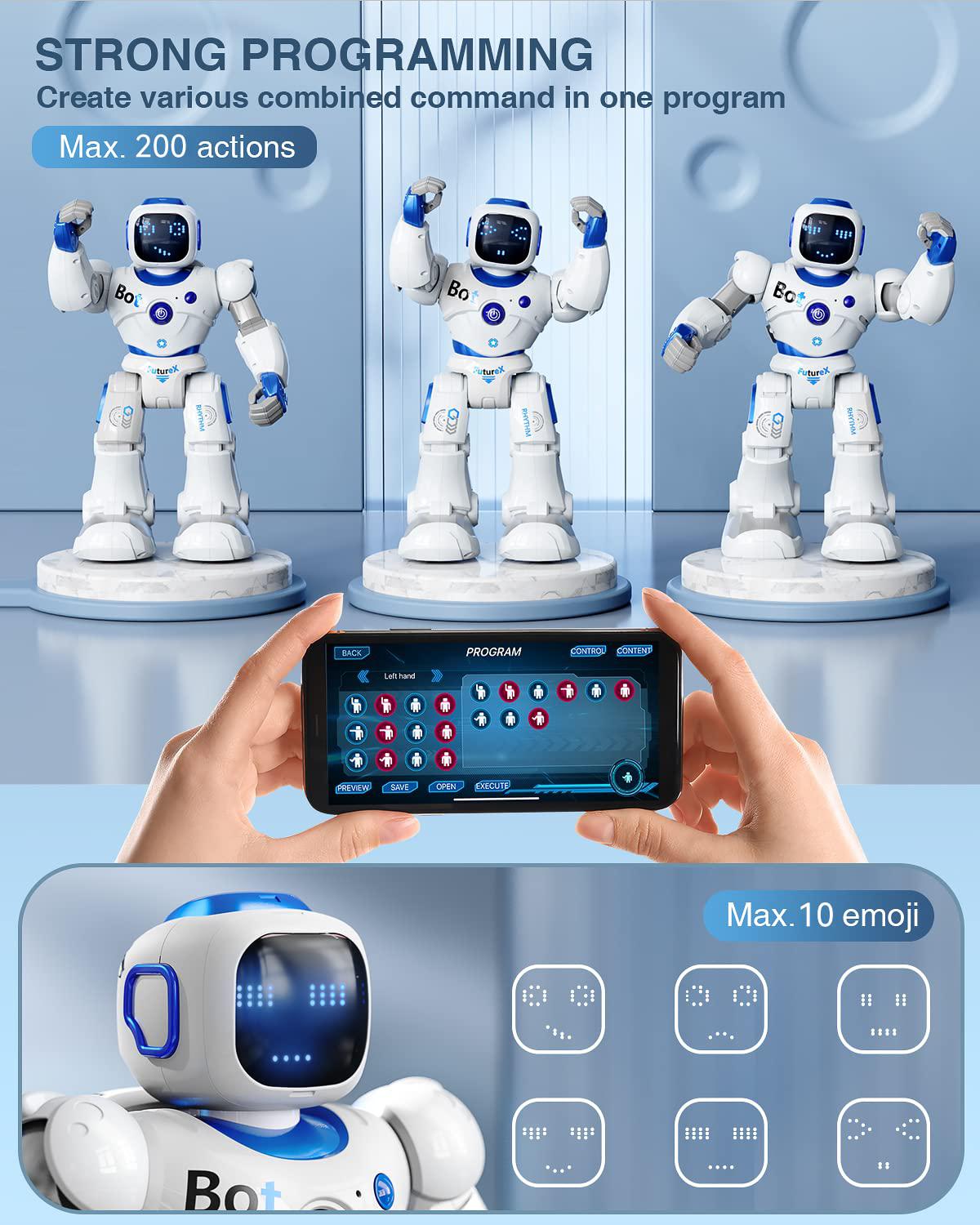 ruko 1088 smart robots for kids, large programmable interactive rc robot with voice control, app control, present for 4 5 6 7