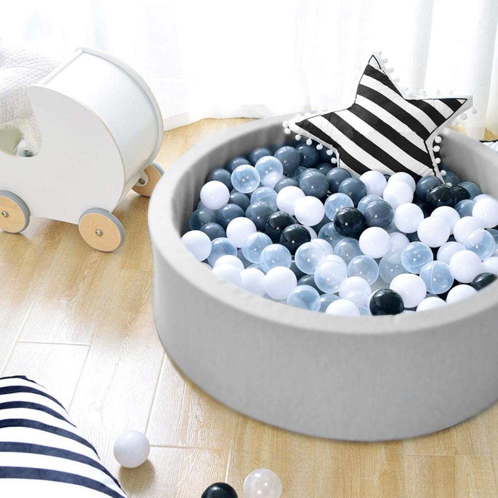 trendbox soft memory foam ball pit sponge indoor round ball pit for toddler children - light gray
