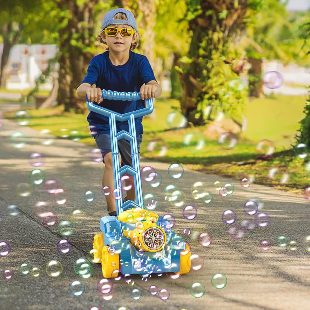 wesfuner bubble machine,bubble blower maker,bubble lawn mower for toddlers 1-3,summer outdoor push backyard gardening toys,wedding par
