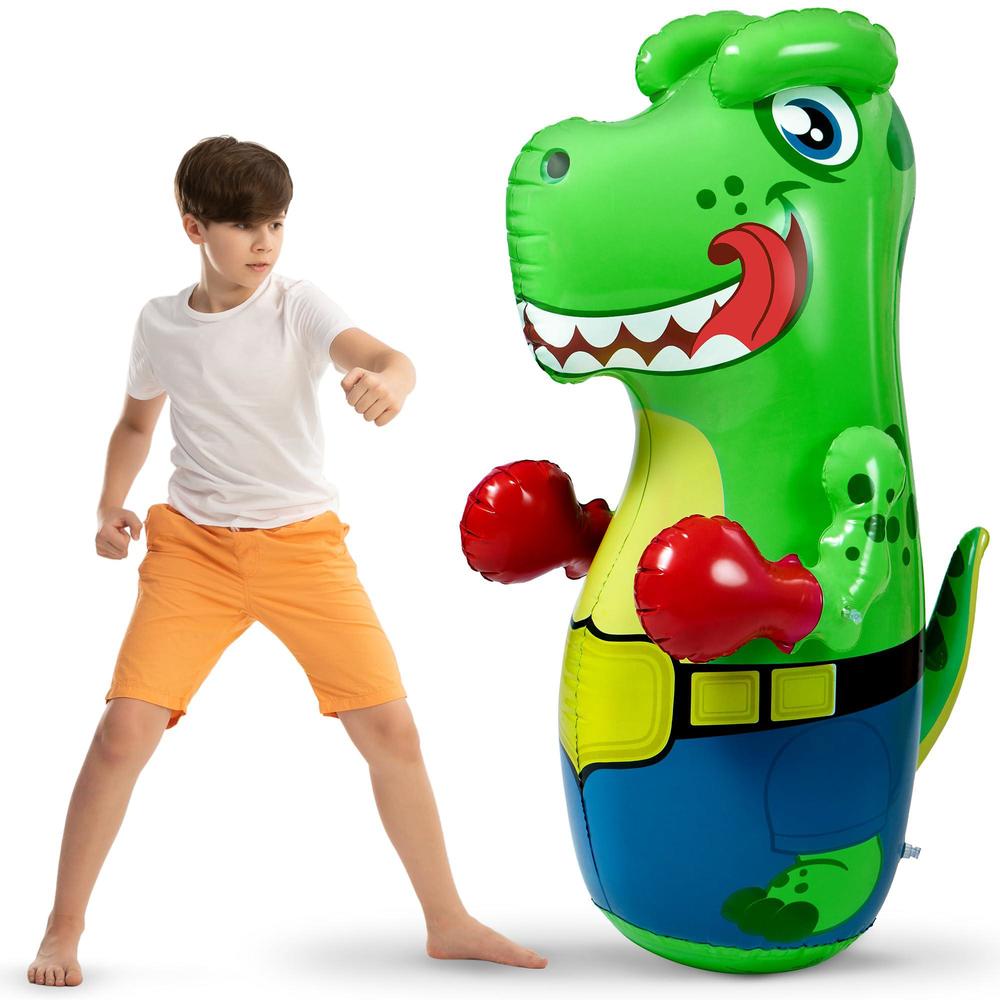 JOYIN inflatable t-rex dinosaur bopper 47 inches, bop bag inflatable punching toy, kids punching bag with bounce-back action, infla