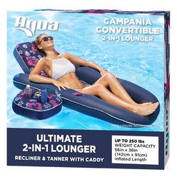 Aqua Leisure aqua campania ultimate 2-in-1 pool float lounge - extra large - inflatablepool floats for adultswith adjustable backrest & cu