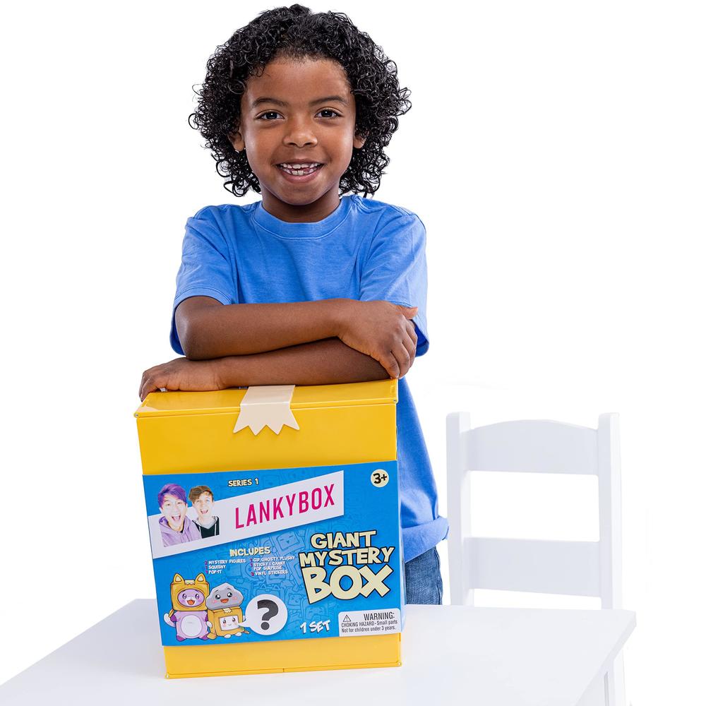 lankybox giant mystery box: wearable boxy case, 2 figures, one 6 glow-in-the-dark plush, a squishy , pop-it fidget toy, canny