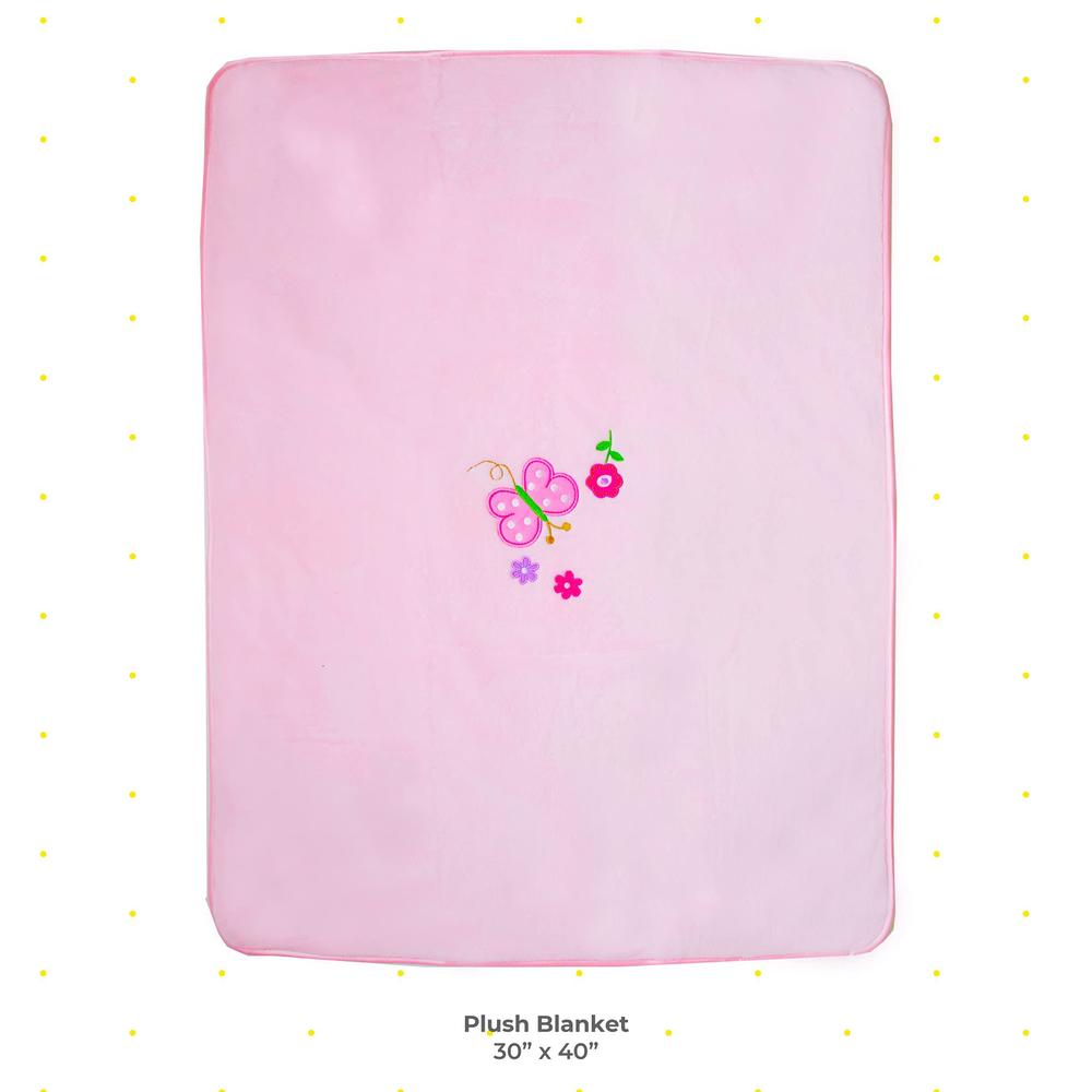 spasilk plush blanket, thick 2 ply blanket with satin trim, baby blanket, pink butterfly