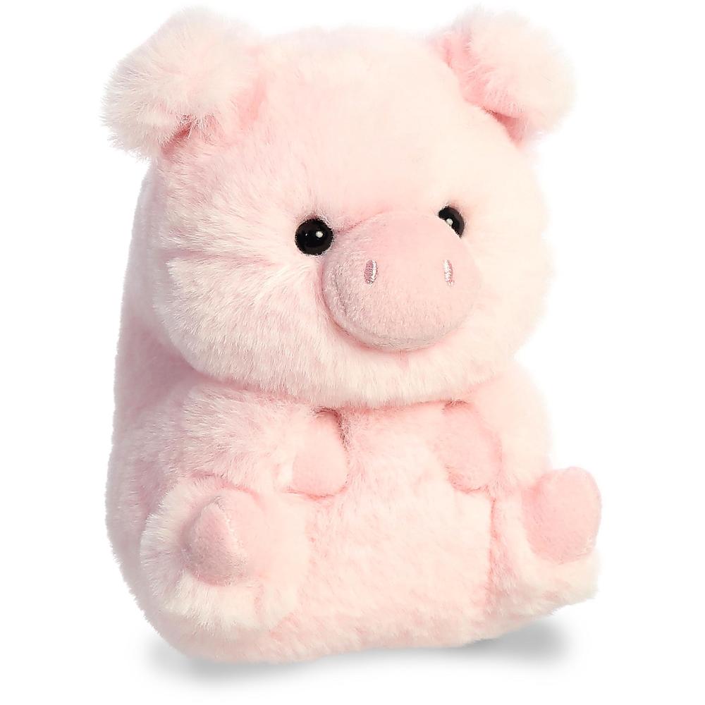 aurora round rolly pet prankster pig stuffed animal - adorable companions - on-the-go fun - pink 5 inches