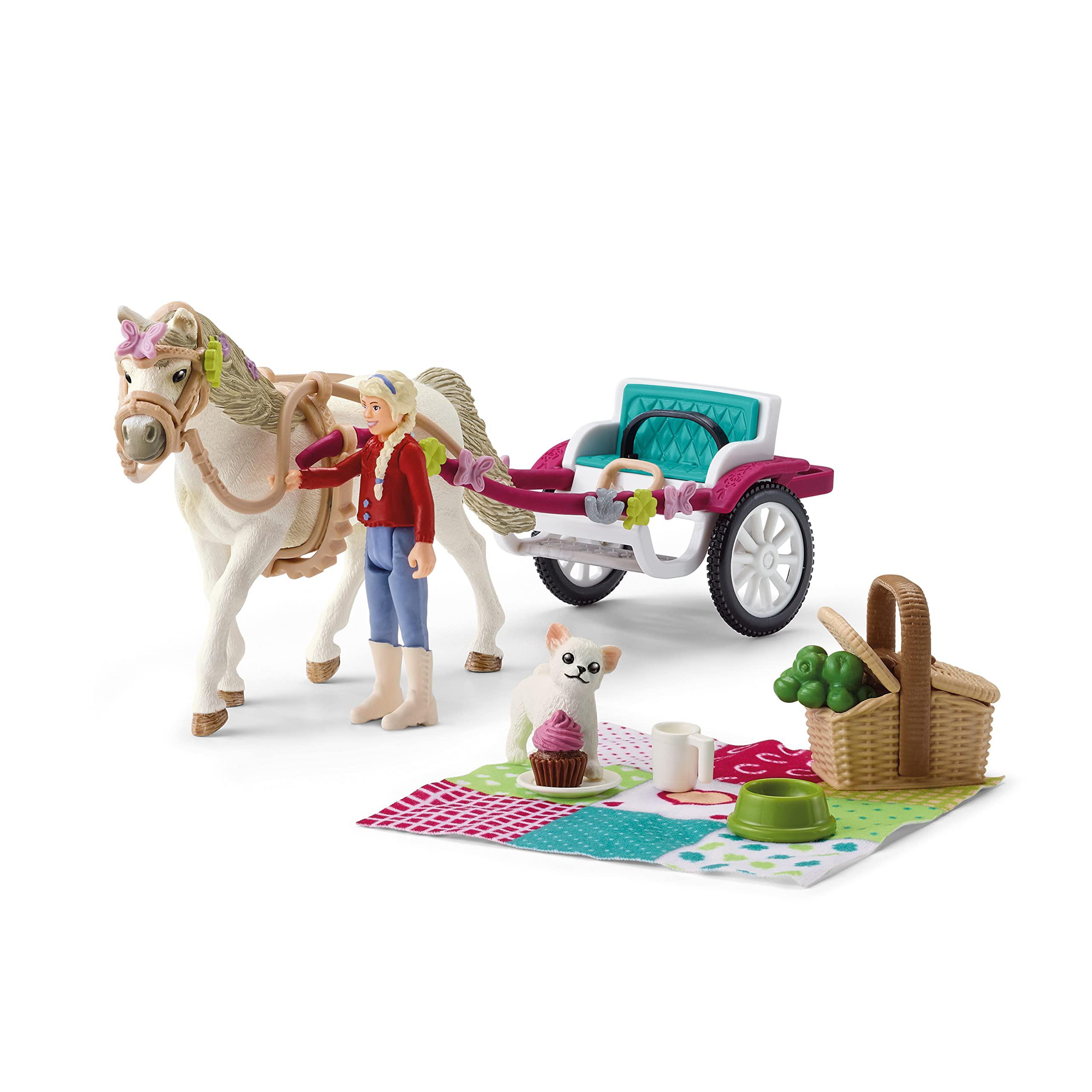 schleich horse club, horse toys for girls and boys, carriage ride to the big horse show playset