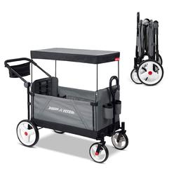 radio flyer city luxe stroll n wagon, grey with parent caddy and internal storage pockets, for 1+ years ( exclusive)