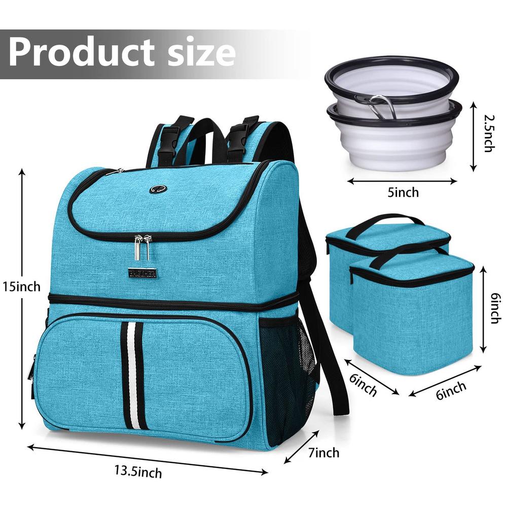 baglher pet travel bag, double-layer pet supplies backpack (for all pet travel supplies), pet travel backpack with 2 silicone