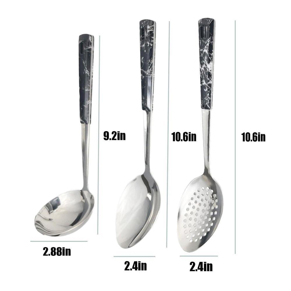 xiaoxgxf set of 3 pcs stainless steel serving spoon set slotted spoon soup ladle kitchen cooking serving utensils set