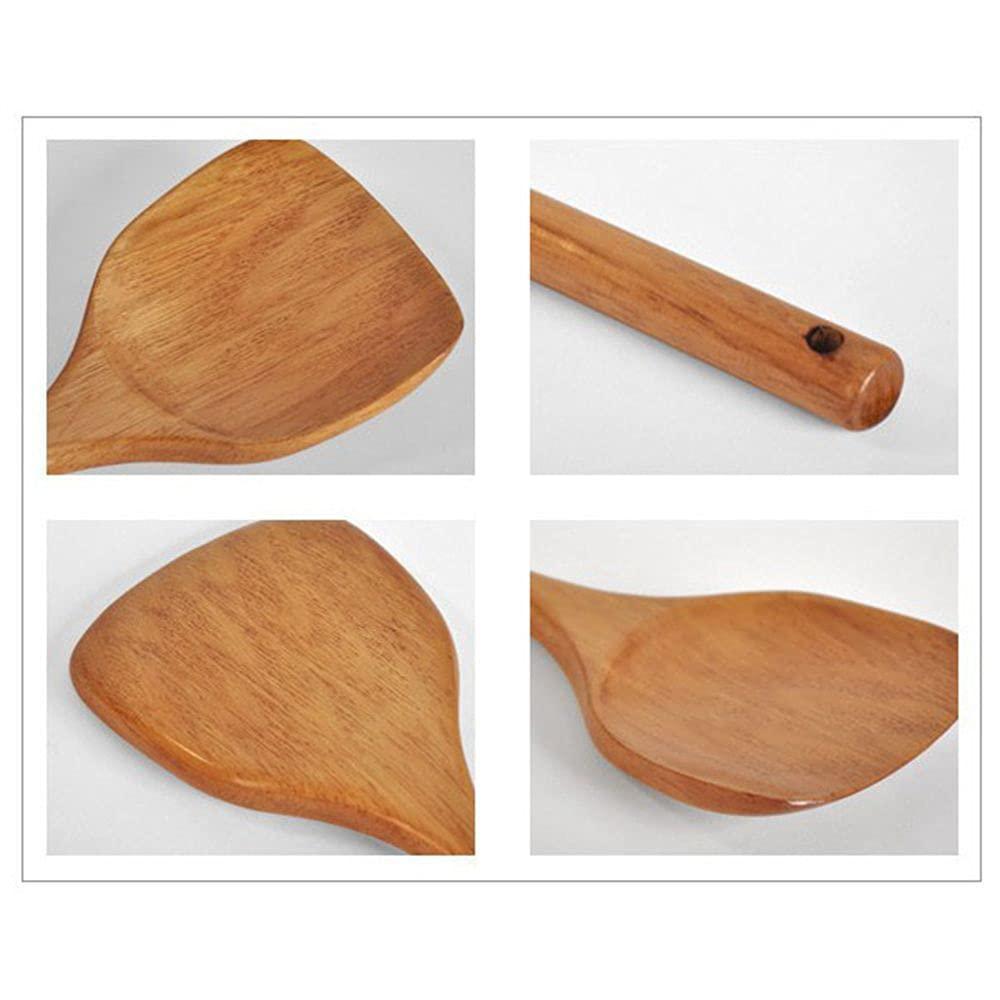 BYBYCD 1 pcs teak wooden rice spoons + 1 pcs wood spatula kitchen utensils set