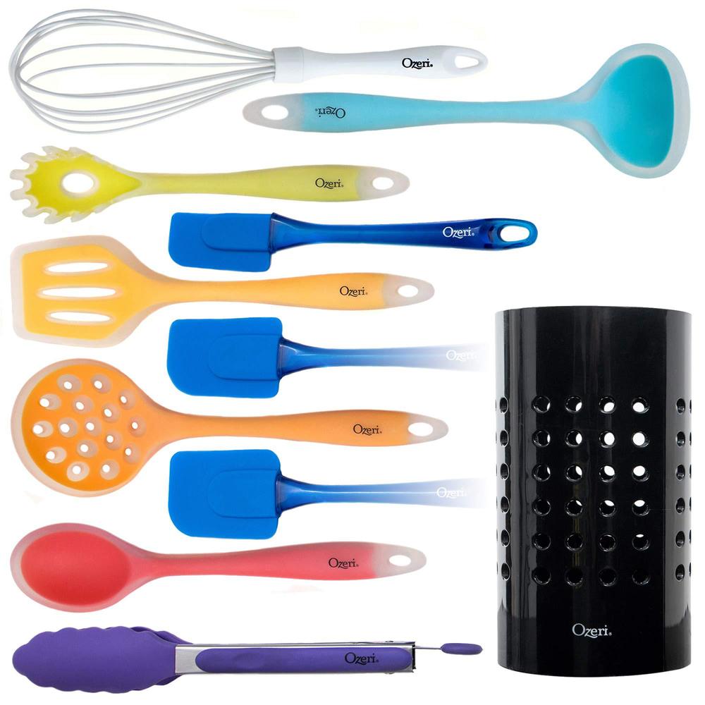 ozeri 11-piece all-in-one silicone utensil set, multicolor