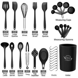Kitchen Utensil Set, Nonstick Silicone with Wooden Handle and Utensil  Holder for Nonstick Cookware, Heat Resistant Silicone, Kitchen Gadgets, Kitchen  Tools, Accessories 