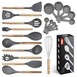 Kaluns kitchen utensils set, 21 wood and silicone cooking utensil set, non-stick and heat resistant kitchen utensil set, kitchen too