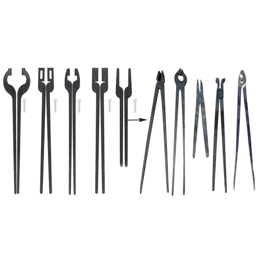 Haocute rapid tongs bundle set five type of tong bundles set diy rapid tongs comes with rivet for beginner futher smithing