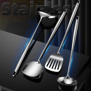 Marte wok spatula and ladle,skimmer slotted spoon set - asian wok cooking  tools - 304 stainless steel