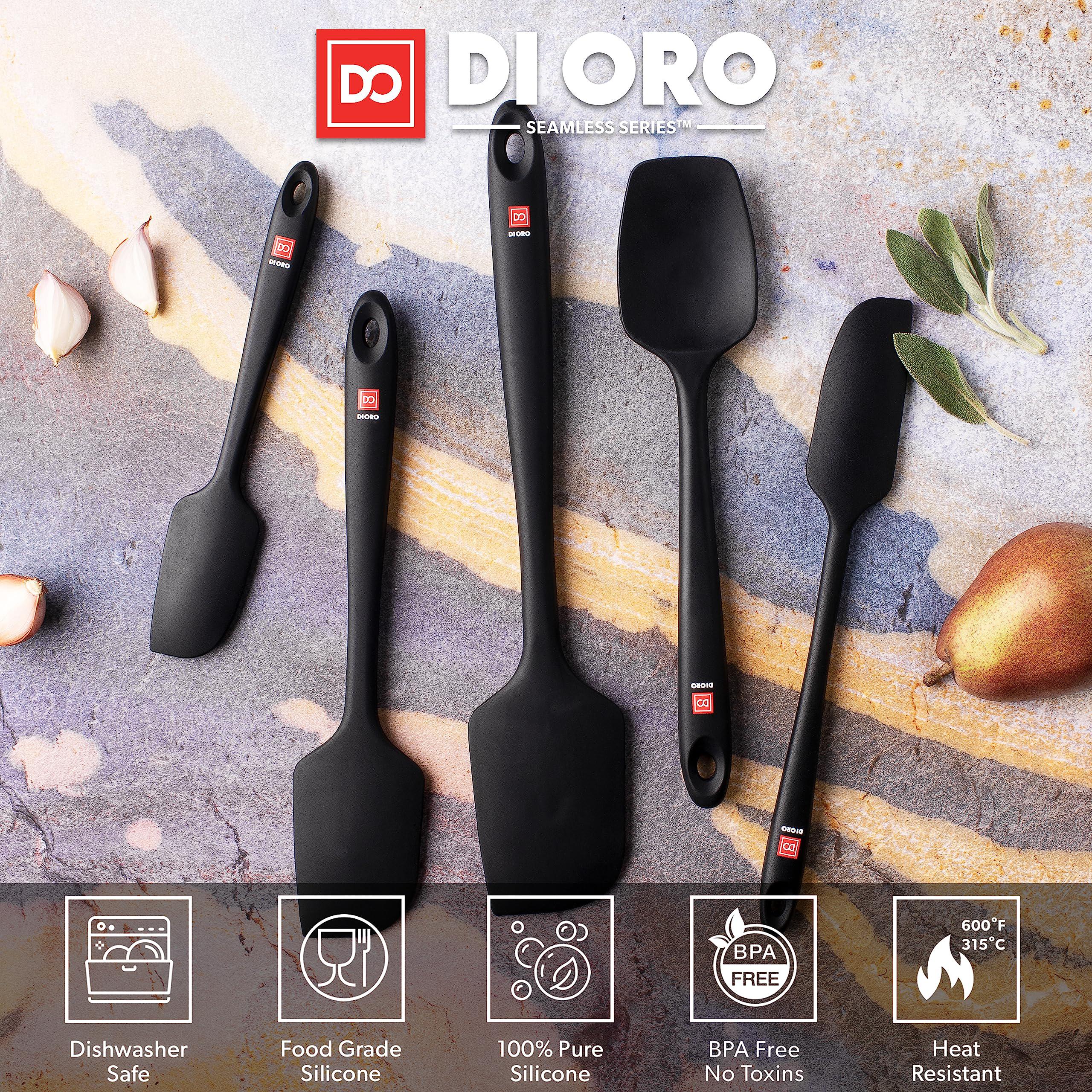 di Oro Living di oro silicone spatula set - rubber kitchen spatulas for baking, cooking, & mixing - 600f heat-resistant & bpa free silicone