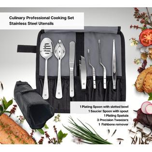 DOJA Barcelona doja barcelona, chef plating tools culinary set, silver, 7 professional cooking utensils