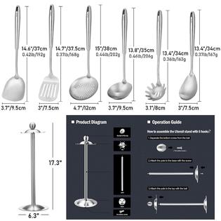 Standcn 304 stainless steel kitchen utensils set with holder - 7